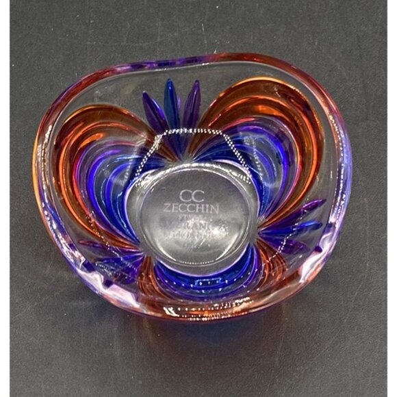 Murano Art Glass CC Zecchin Rainbow Venetian Trinket Dish 3.25” Signed - Picture 7 of 9